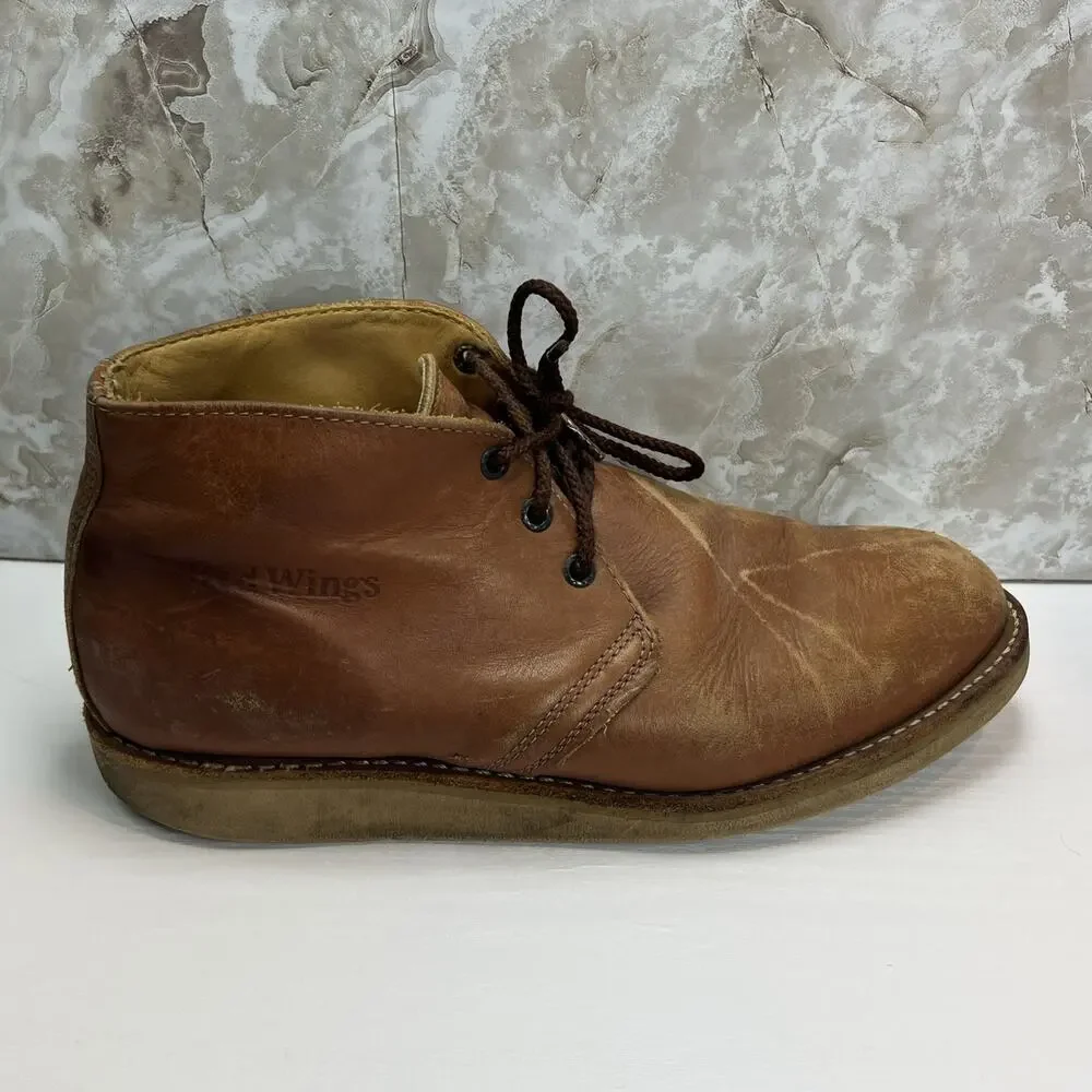 Vintage Red Wing 595 Chukka Leather Lace Up Boots Mens Sz 9 D - Made In USA